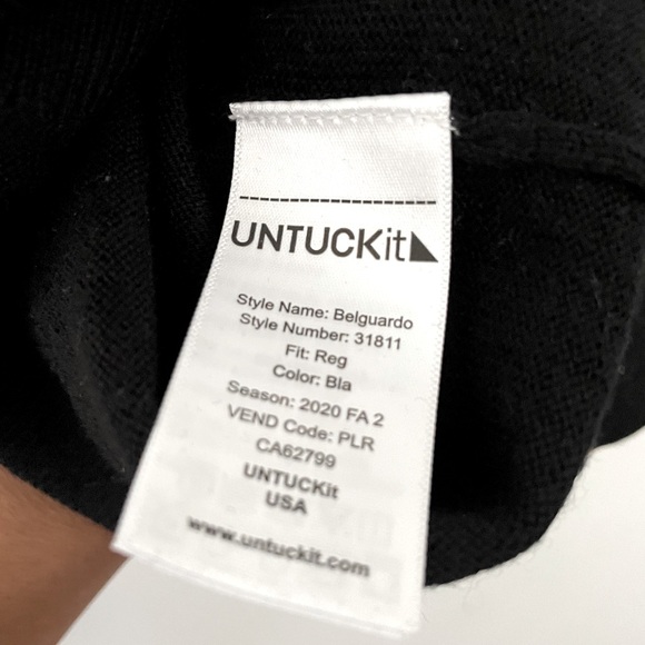 UNTUCKit Merino Wool Quarter Zip Sweater black size Small - Picture 8 of 8
